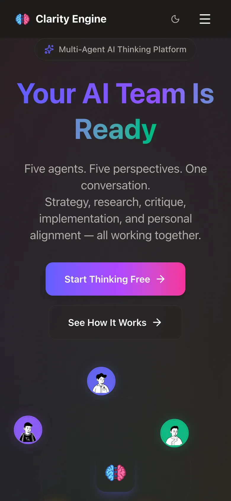 Clarity Engine website on a phone