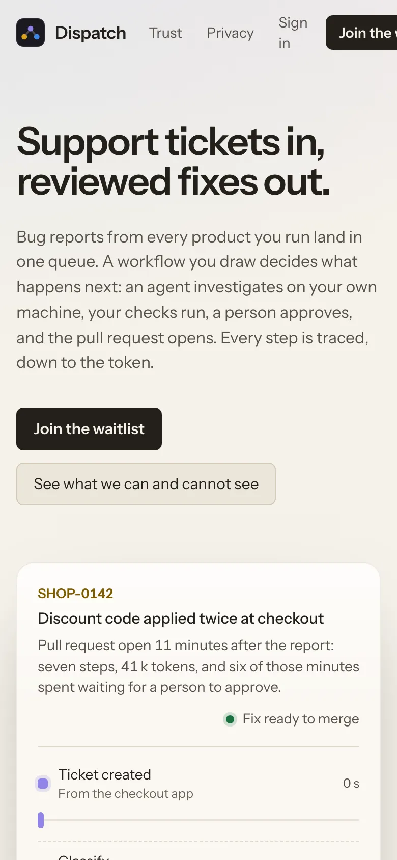 Dispatch website on a phone