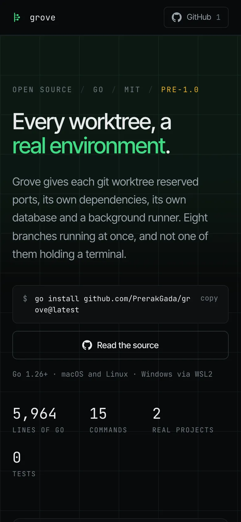 Grove website on a phone