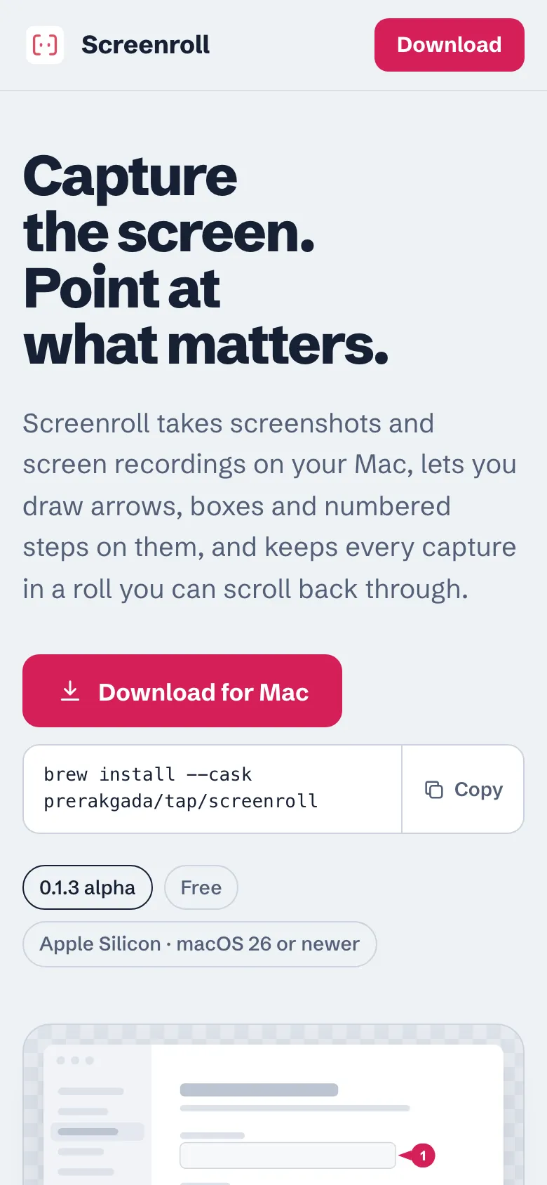 Screenroll website on a phone